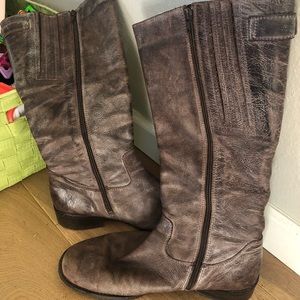 Duo leather wide calf boots